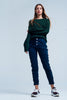 Blue Baggy Jeans Multi-Color Side Stripe