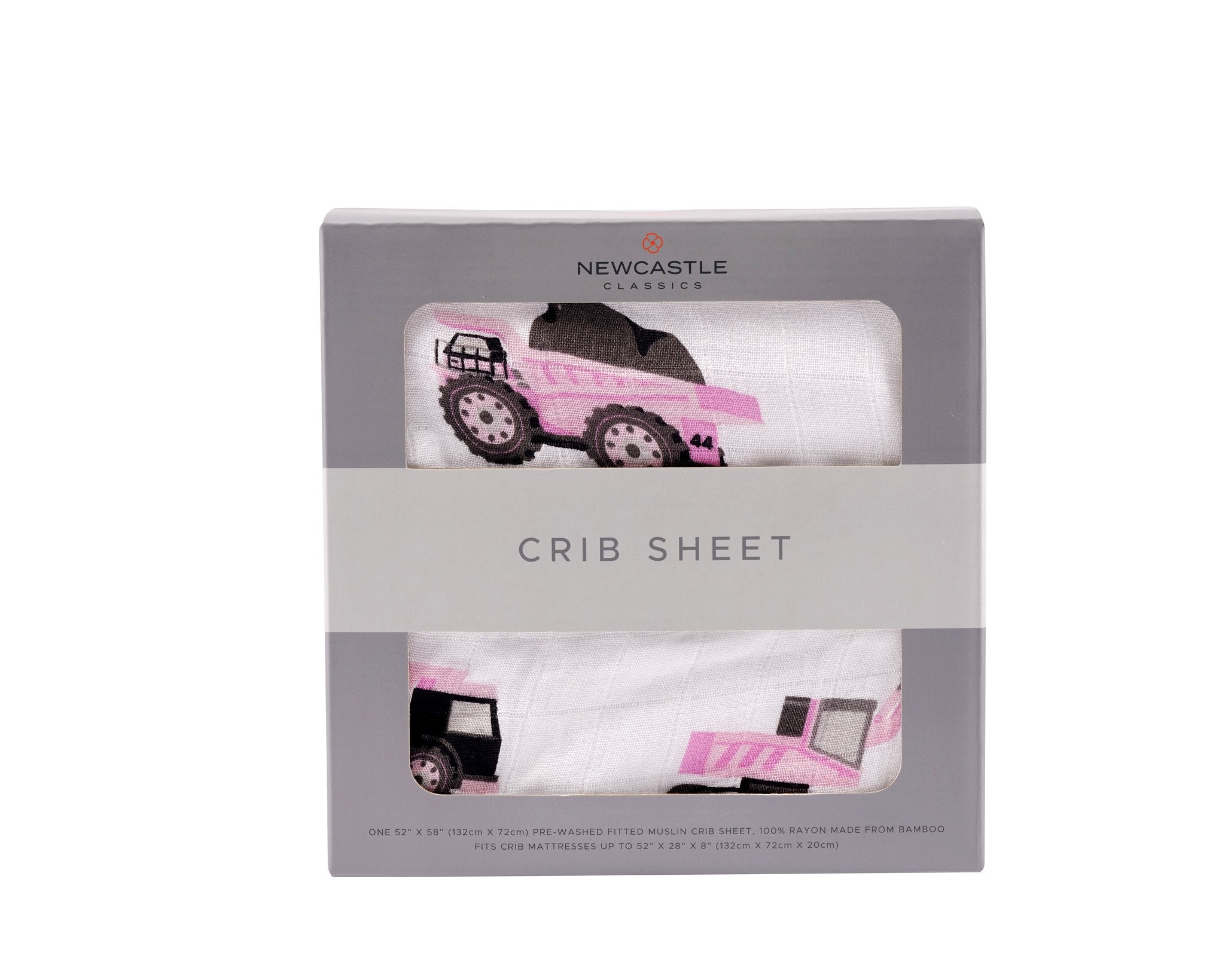 Drap de lit de bébé en bambou rose Digger