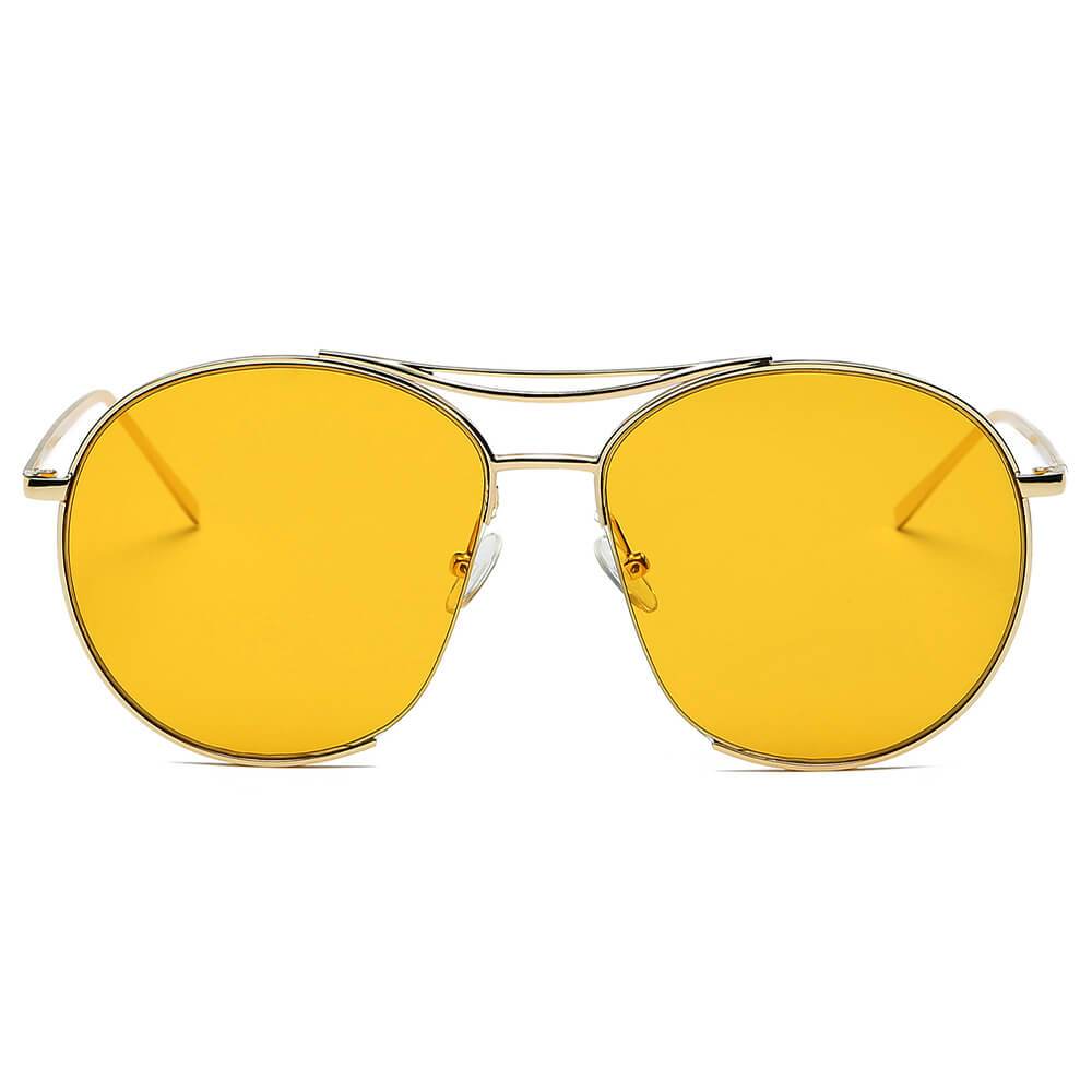 LOUDON | Oversize Tinted Lens Round Aviator Sunglasses