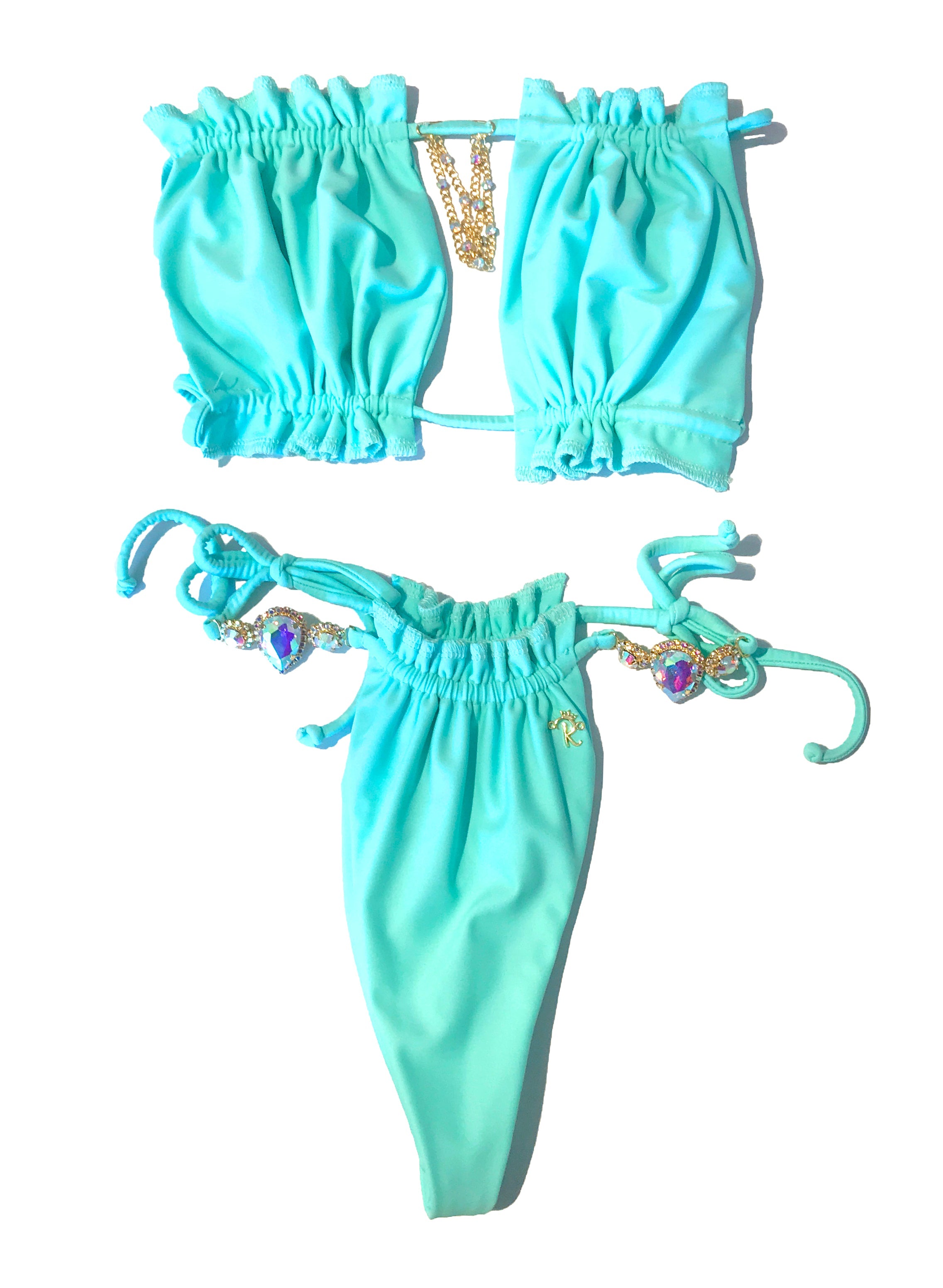 Haut bandeau et bas string Candy LUXE - Vert menthe