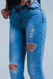 Jean skinny effet vieilli