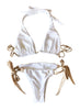 Trish Halter Top & Tie Side Bottom - White