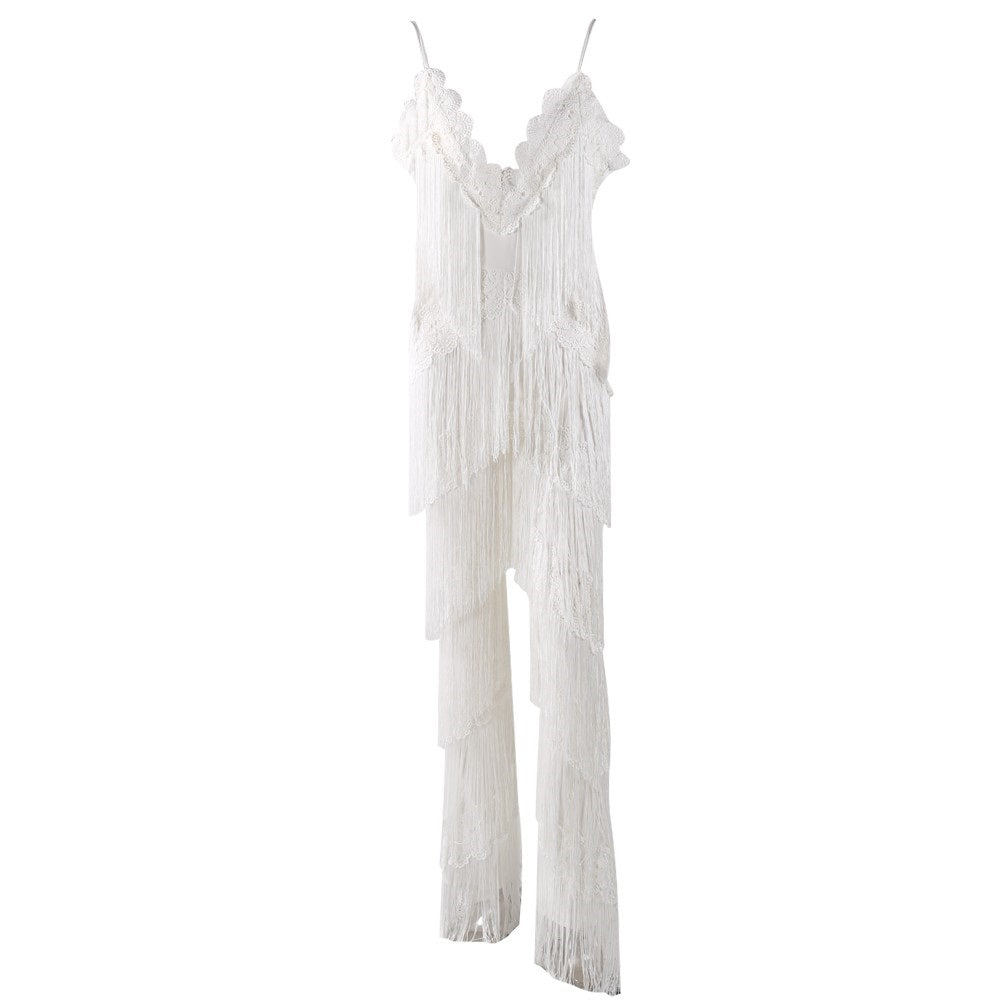 White Tassel Jumpsuit