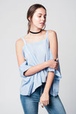 Blue Cold Shoulders Top