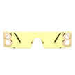 Rainbowx - Rimless Rectangle Flat Top Tinted Fashion Sunglasses