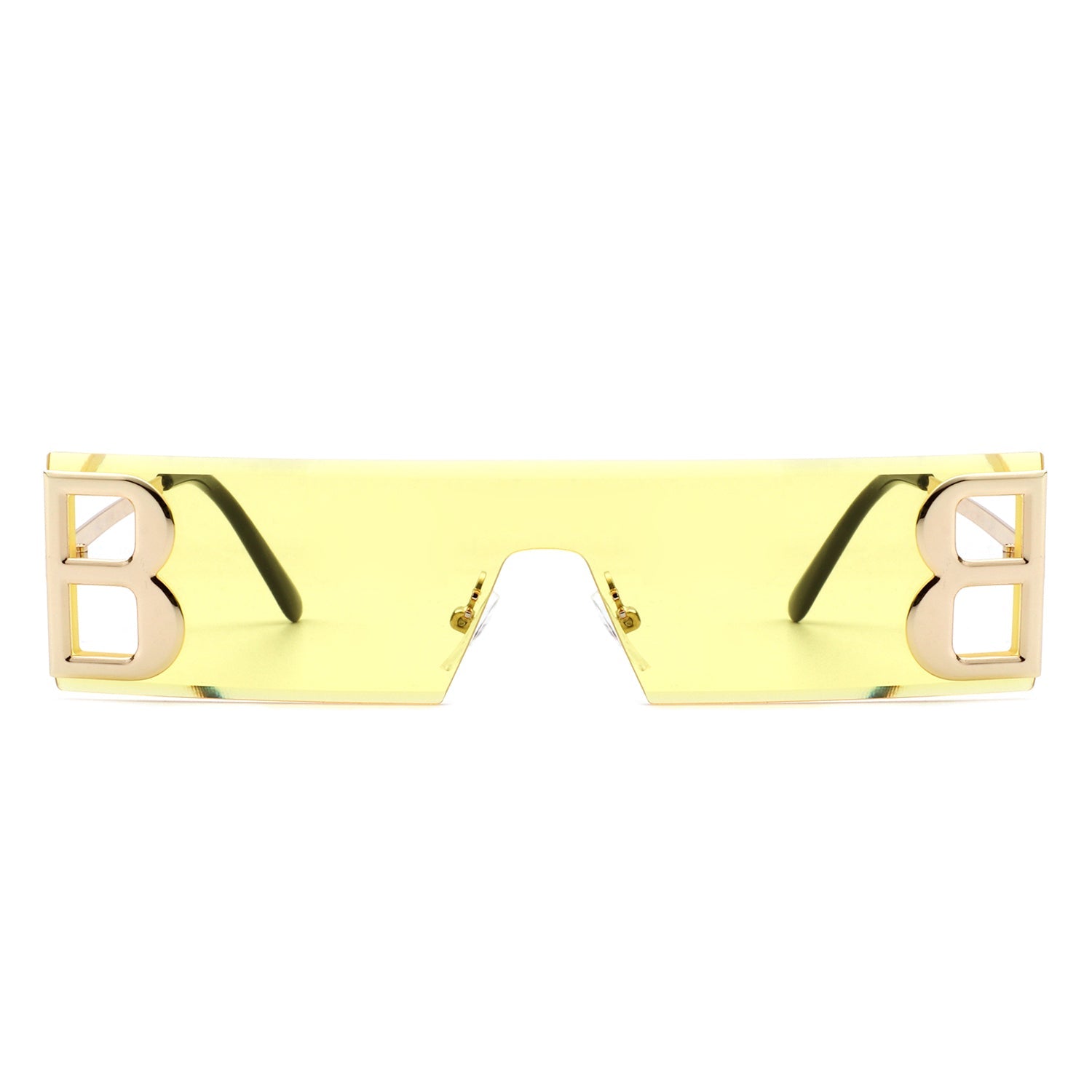 Rainbowx - Rimless Rectangle Flat Top Tinted Fashion Sunglasses