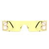 Rainbowx - Rimless Rectangle Flat Top Tinted Fashion Sunglasses