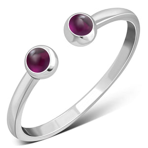 Garnet Stone Sterling Silver Open Ring