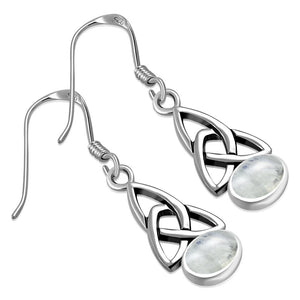 Rainbow Moonstone Trinity Knot Silver Earrings