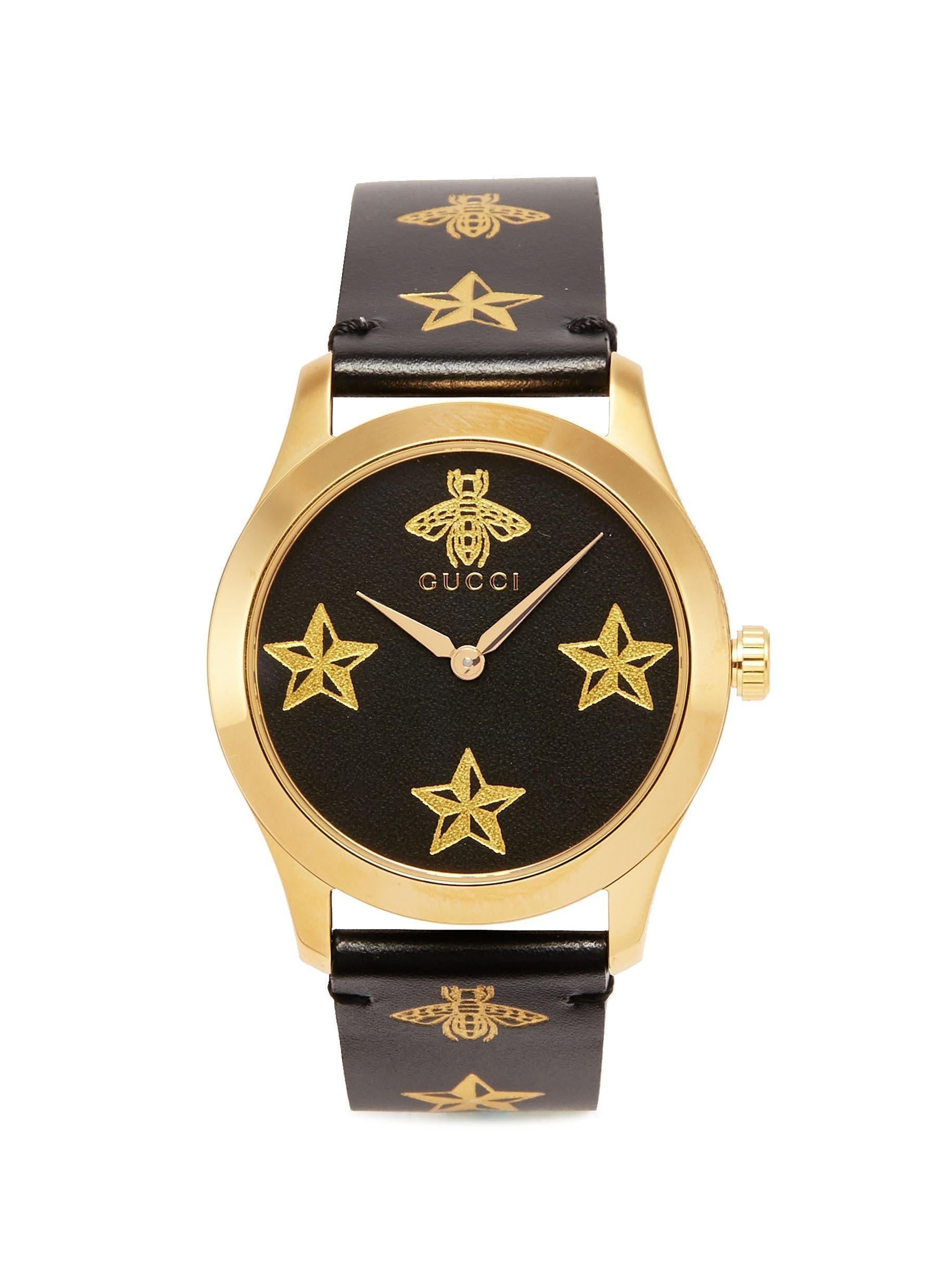 'G-Timeless' Bee Star Print 38mm Watch - Gucci - Metallic