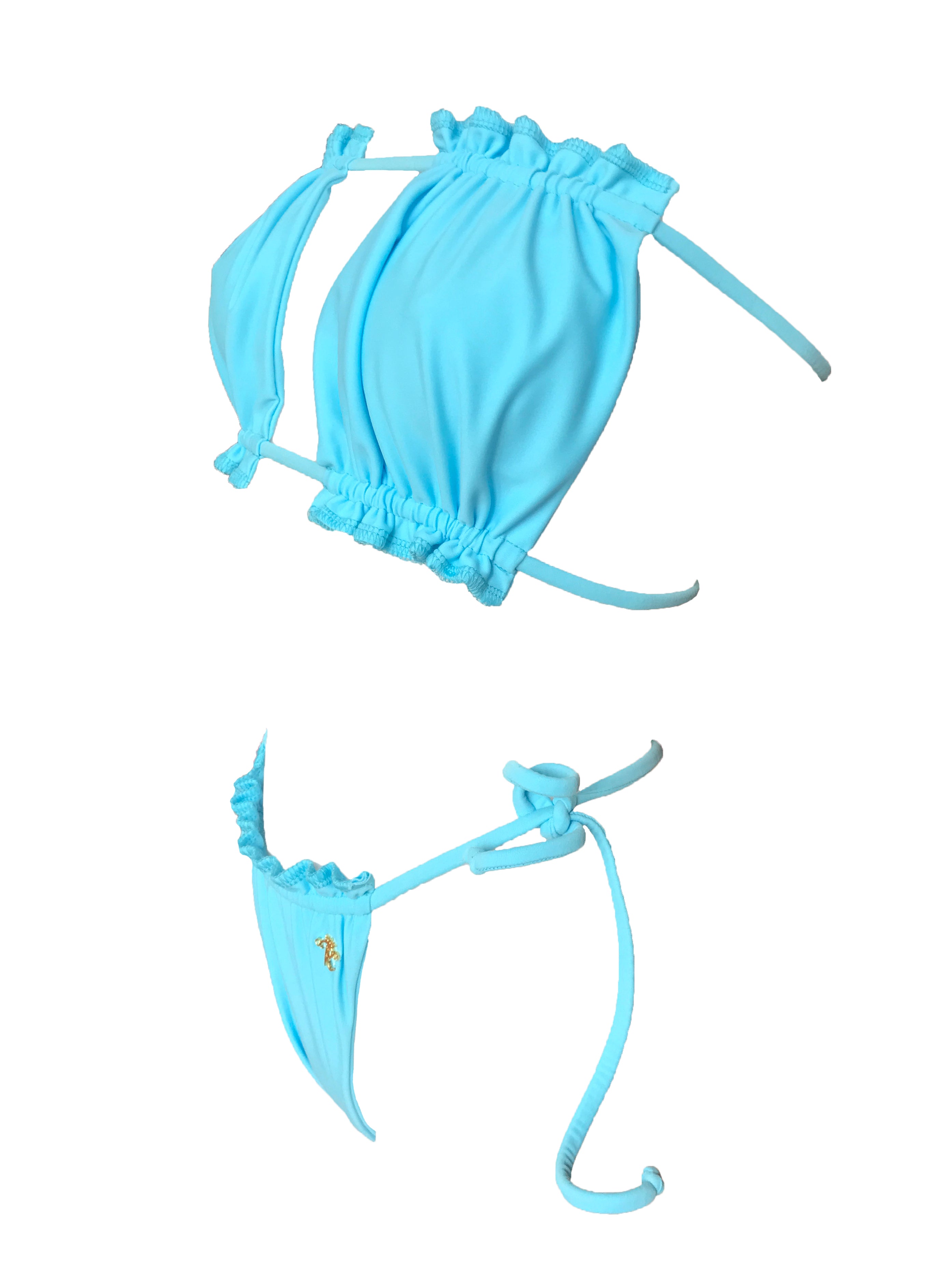 Haut bandeau et bas string Candy - Bleu bébé