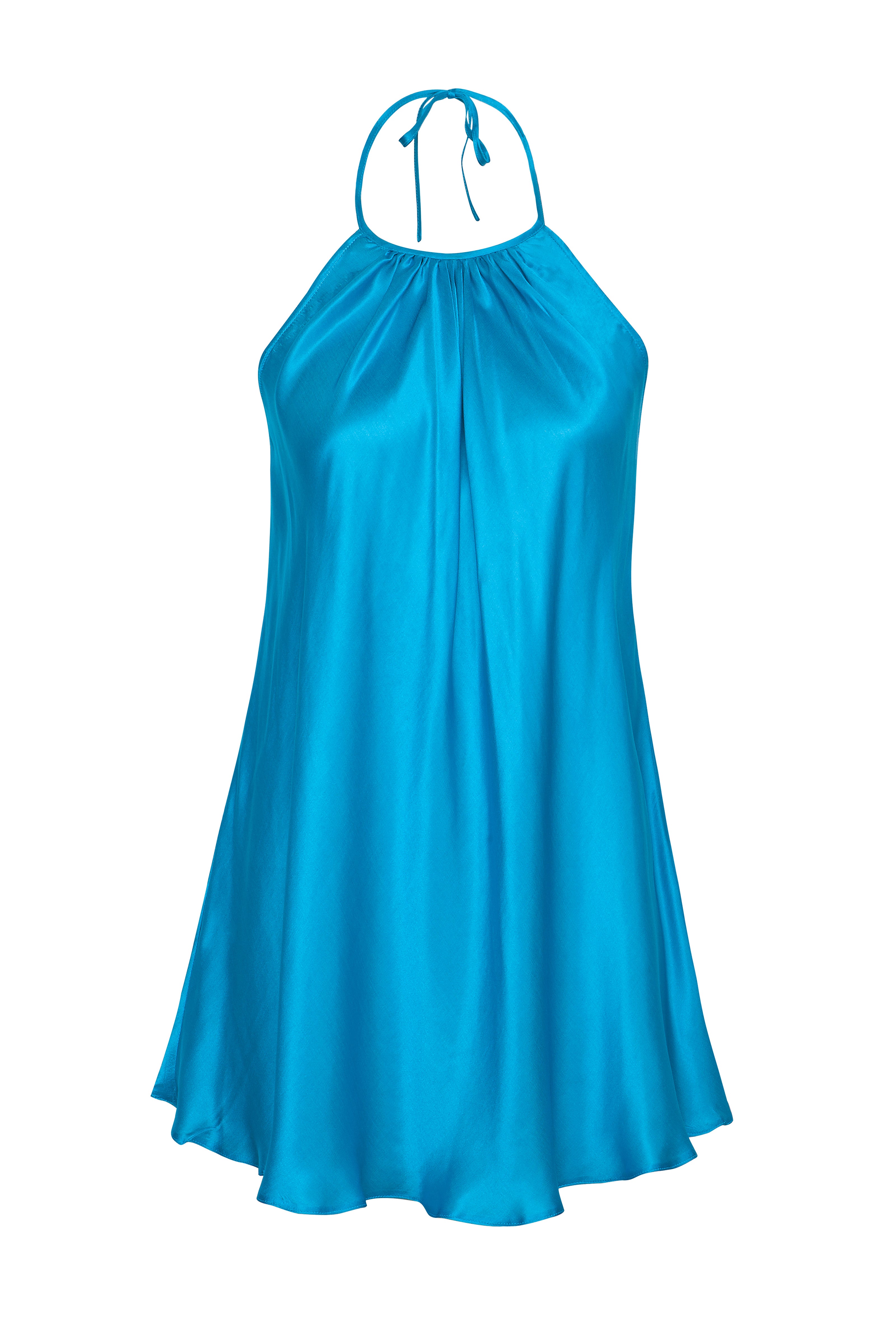 Haut Long Turquoise En Soie Et Modal