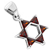 Tiny Star of David Silver Pendant Set W/ Garnet CZ