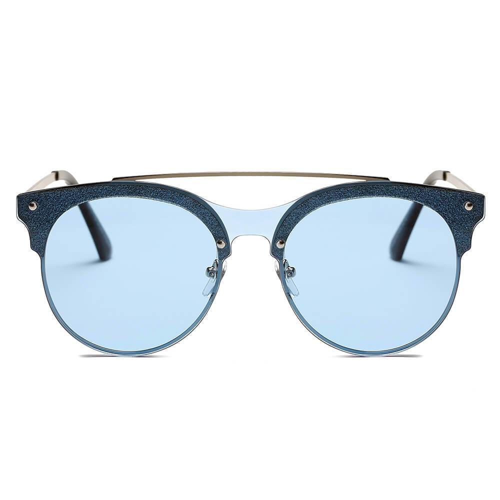 ENDICOTT | Round Circle Brow-Bar Tinted Lens Sunglasses