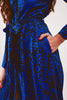 Belted Maxi Shirt Dress in Blue Animal Print