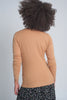 Button Front Cropped Knit Cardigan in Camel