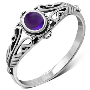 Ethnic Amethyst Stone Sterling Silver Ring