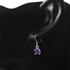 Amethyst CZ Round Sterling Silver Dangling Earrings