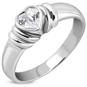 Bague en argent sterling cœur CZ, R283