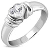 CZ Heart Sterling Silver Ring,  R283