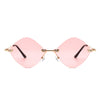 Bluewave - Rimless Retro Round Geometric Frameless Tinted Fashion Sunglasses