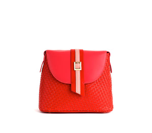 Kate - Red Vegan Basket Weave Bag