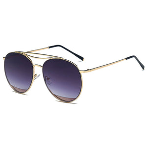 LOWELL | Unisex Round Double Brow Bar Aviator Style Sunglasses