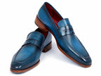 Paul Parkman Penny Loafer pour hommes en cuir de veau bleu et turquoise (ID#10TQ84)