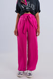 Pantalon large ceinturé en fuchsia