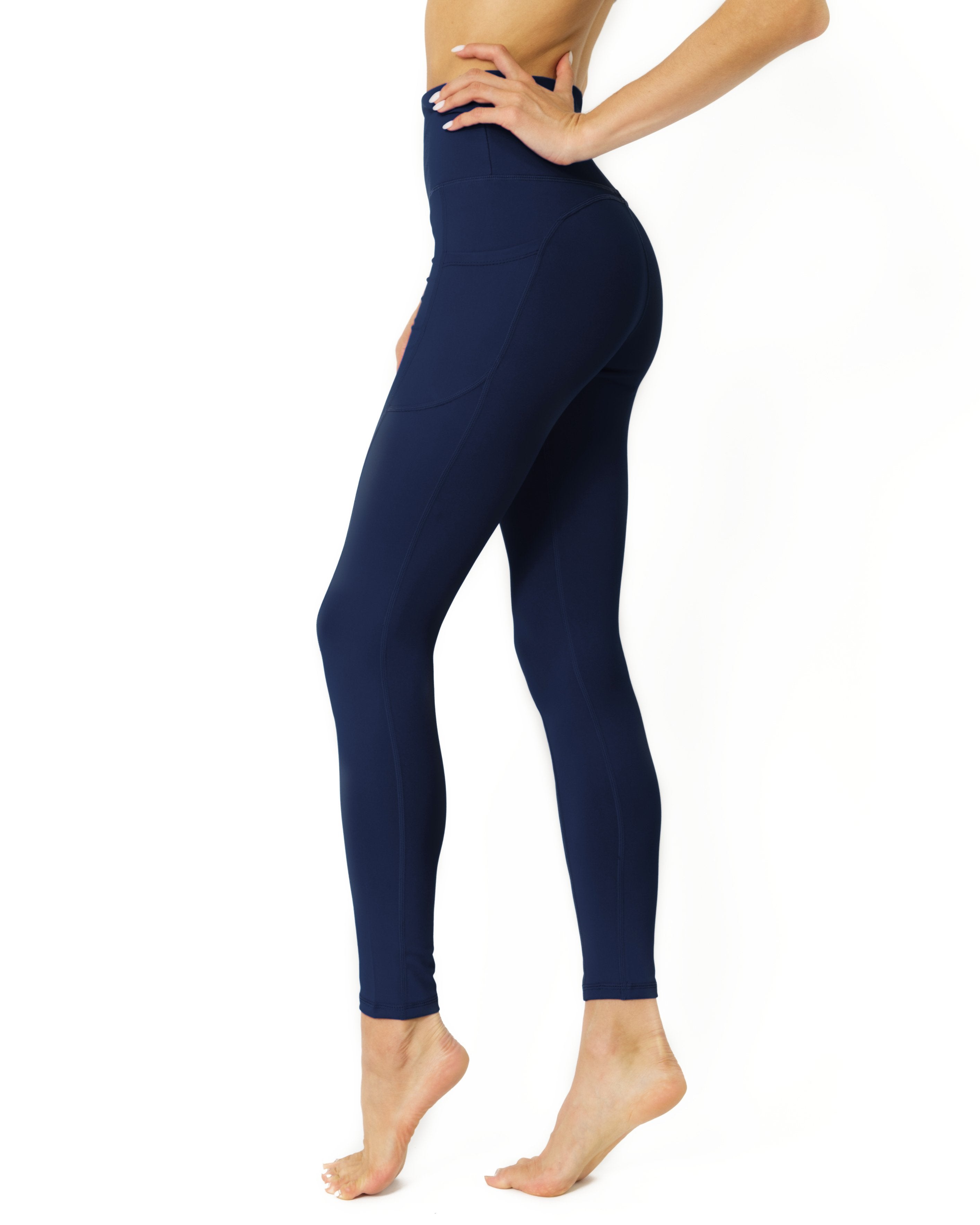 High Waisted Yoga Leggings - Navy Blue