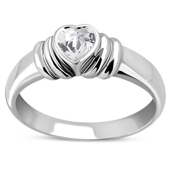 Bague en argent sterling cœur CZ, R283