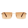 Vibrante - Rectangle Rimless Retro Tinted Fashion Flat Top Sunglasses