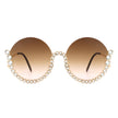 Gloriana - Women Circle Half Frame Oversize Rhinestone Fashion Round Sunglasses