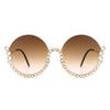 Gloriana - Women Circle Half Frame Oversize Rhinestone Fashion Round Sunglasses