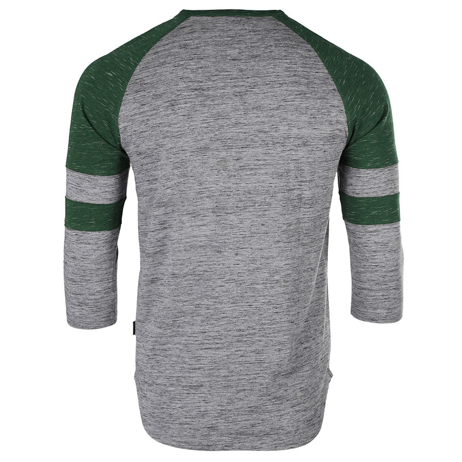 ZIMEGO Men's 3/4 Sleeve GREEN Baseball Football College Raglan Henley