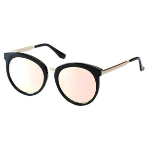 ELWOOD | Vintage Oversized Round Mirrored Lens Horned Rim Sunglasses