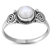 Rainbow Moonstone Spiral Sterling Silver Ring