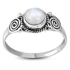 Bague en argent sterling spirale pierre de lune arc-en-ciel