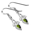 Peridot CZ Celtic Trinity Knot Silver Earrings