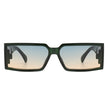 Daylumin - Rectangle Retro Chunky Square Wrap Around Sunglasses