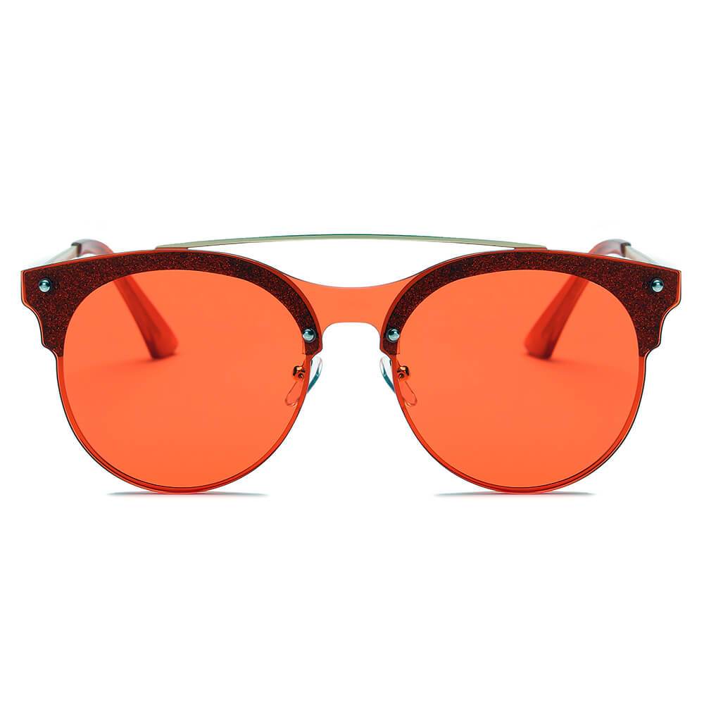 ENDICOTT | Round Circle Brow-Bar Tinted Lens Sunglasses