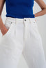 High Rise Mom Jeans With Pleat Front in White