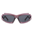 Moonhaze - Futuristic Rectangle Geometric Chunky Sport Wrap Around Sunglasses