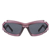 Moonhaze - Futuristic Rectangle Geometric Chunky Sport Wrap Around Sunglasses