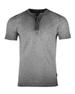 ZIMEGO T-shirt Henley à manches courtes et col rond pour homme avec boutons vintage