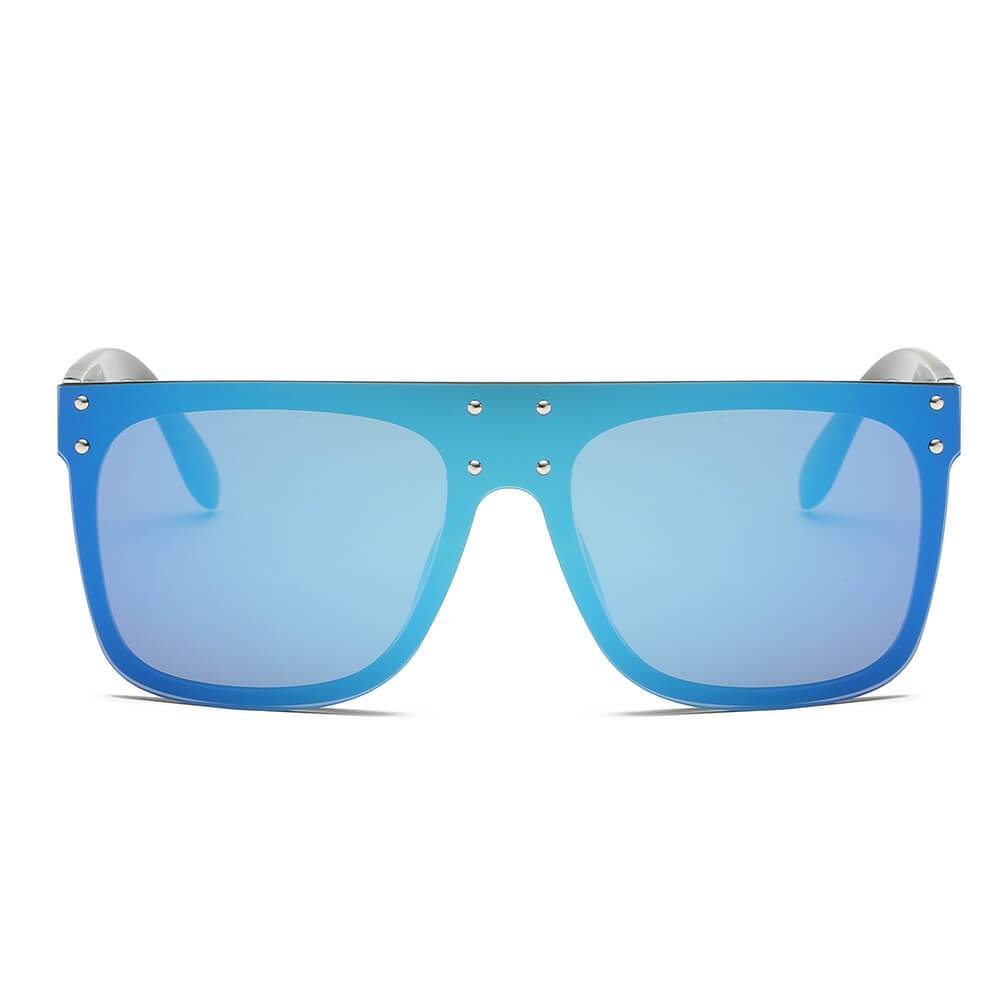 AKRON | Flat Top Oversize Mirrored Square Sunglasses Circle