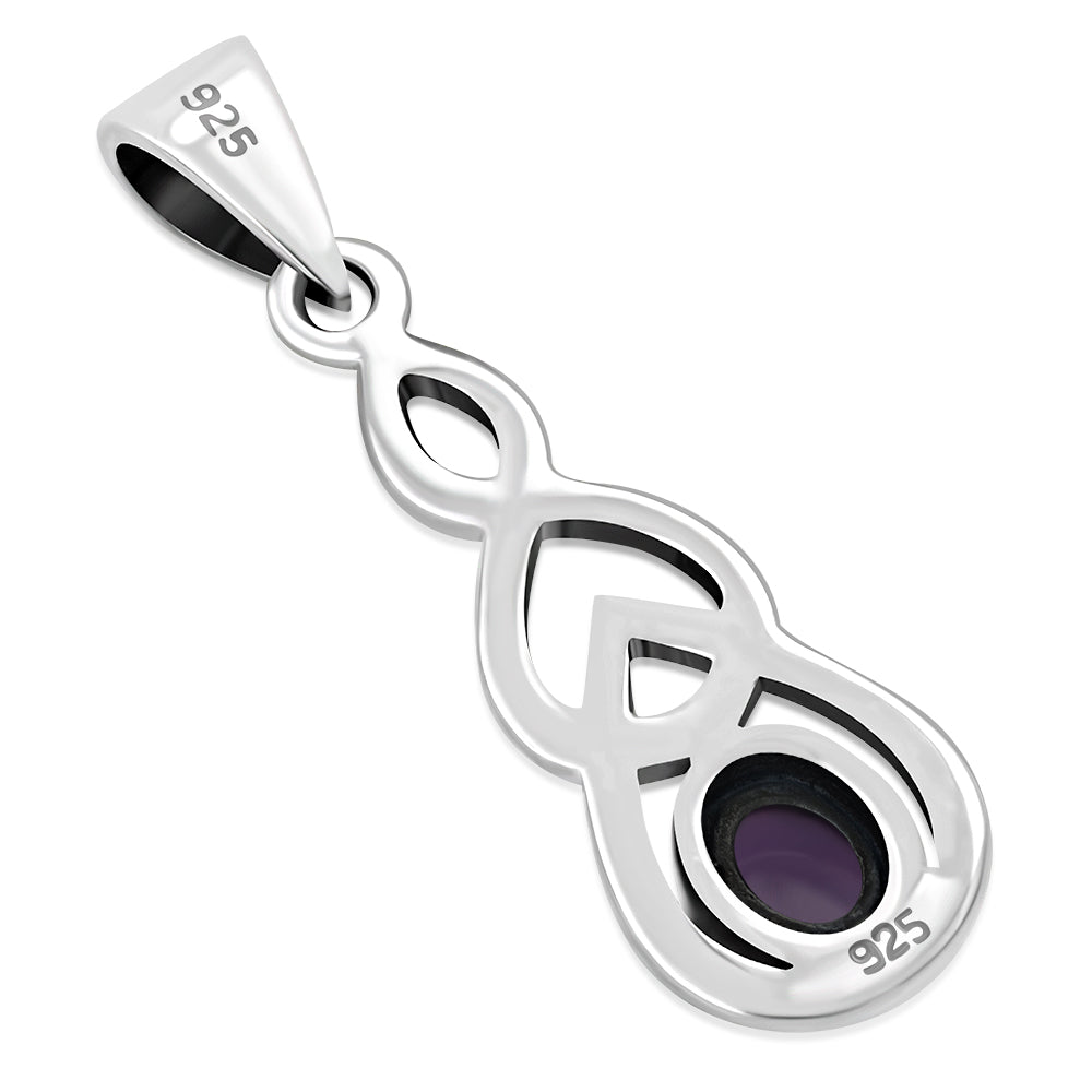 Silver Celtic Pendant Set W/ Amethyst Stone