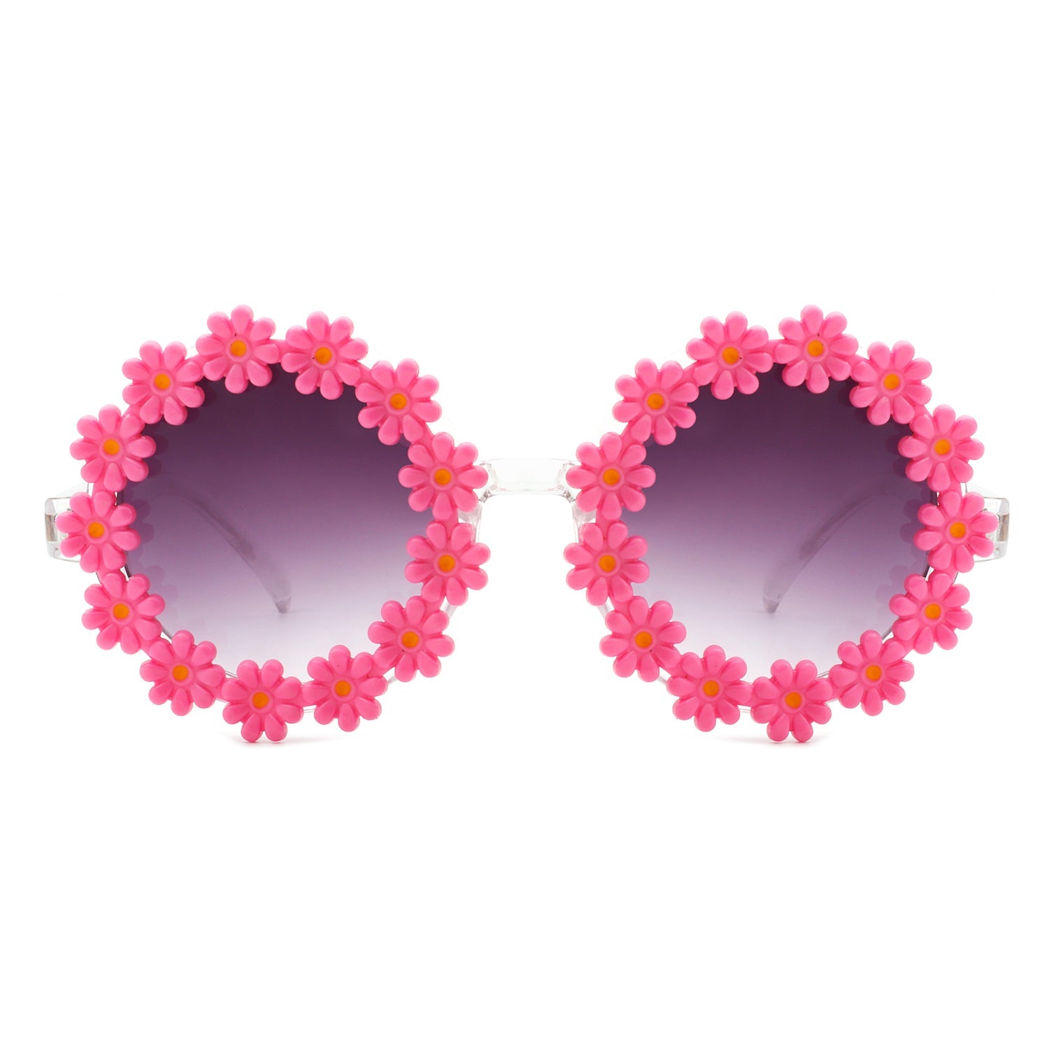 Ysabelia - Round Daisy Flower Shape Circle Party Floral Women Sunglasses