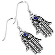 Filigree Work Hamsa Earring W Blue CZ