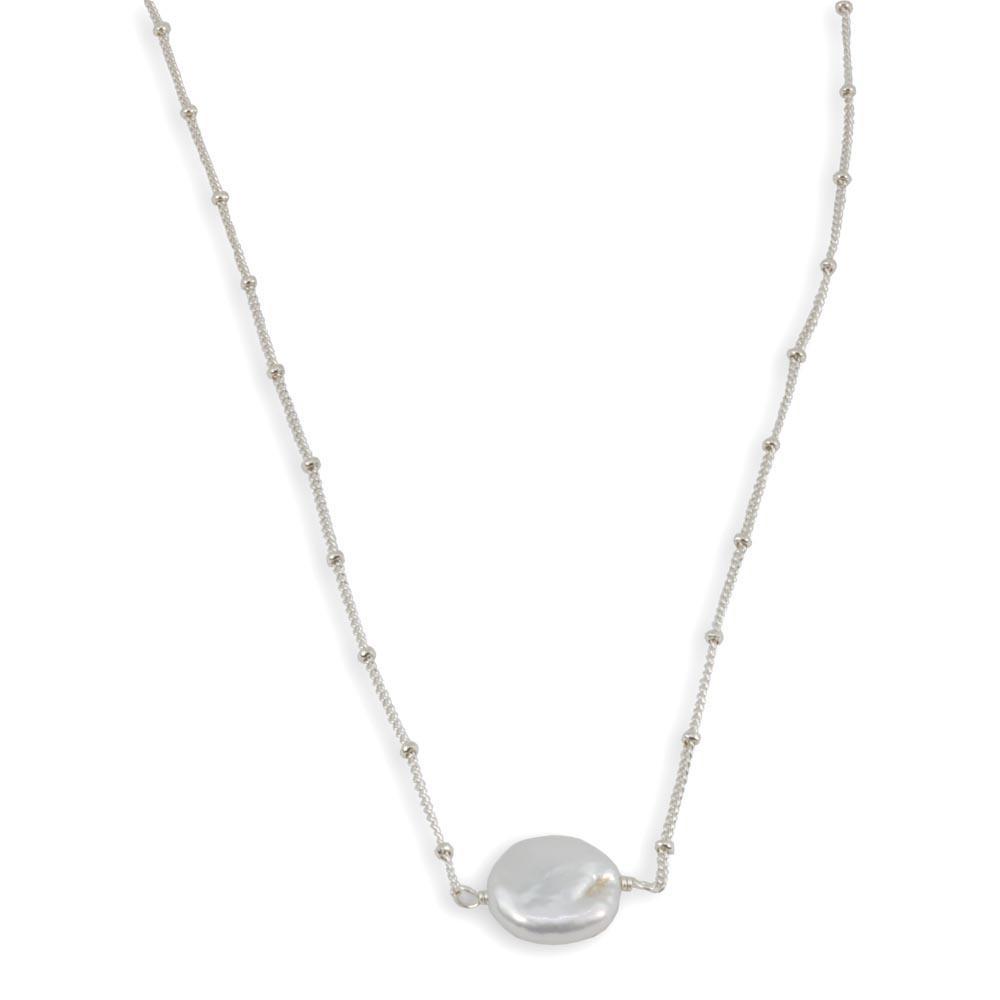 Coin Pearl Sterling Silver Necklace